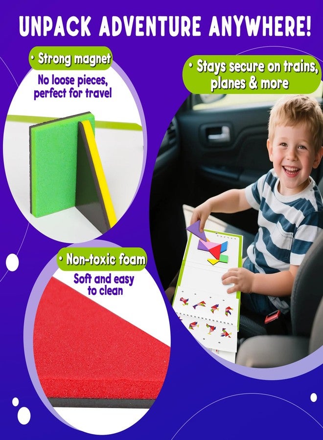 CZTCDP Travel Tangram Puzzle with 2 Sets Magnetic Jigsaw Boards & 368 Patterns and Solutions, Montessori STEM Airplane & Road Trip Games, Educational Brain Teaser Toy Gift for Kids & Adults - Image 3